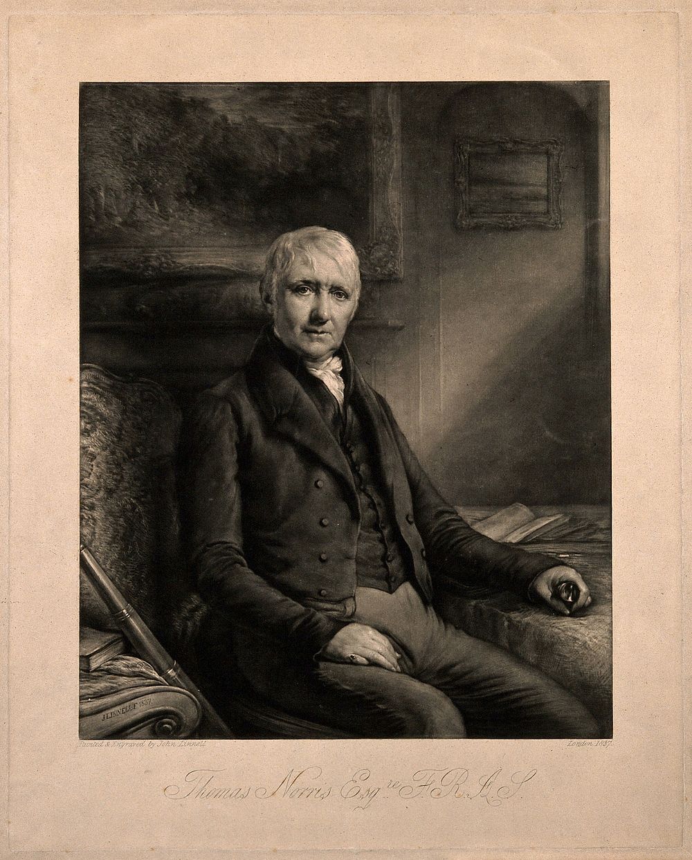 Thomas Norris. Mezzotint by J. Linnell, 1837, after himself.