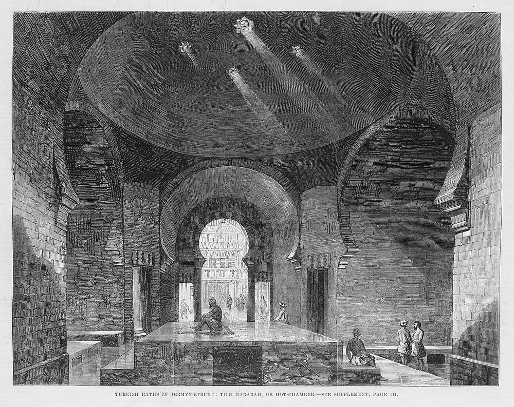 Turkish Baths in Jermyn Street: the Hararah or hot-chamber.
