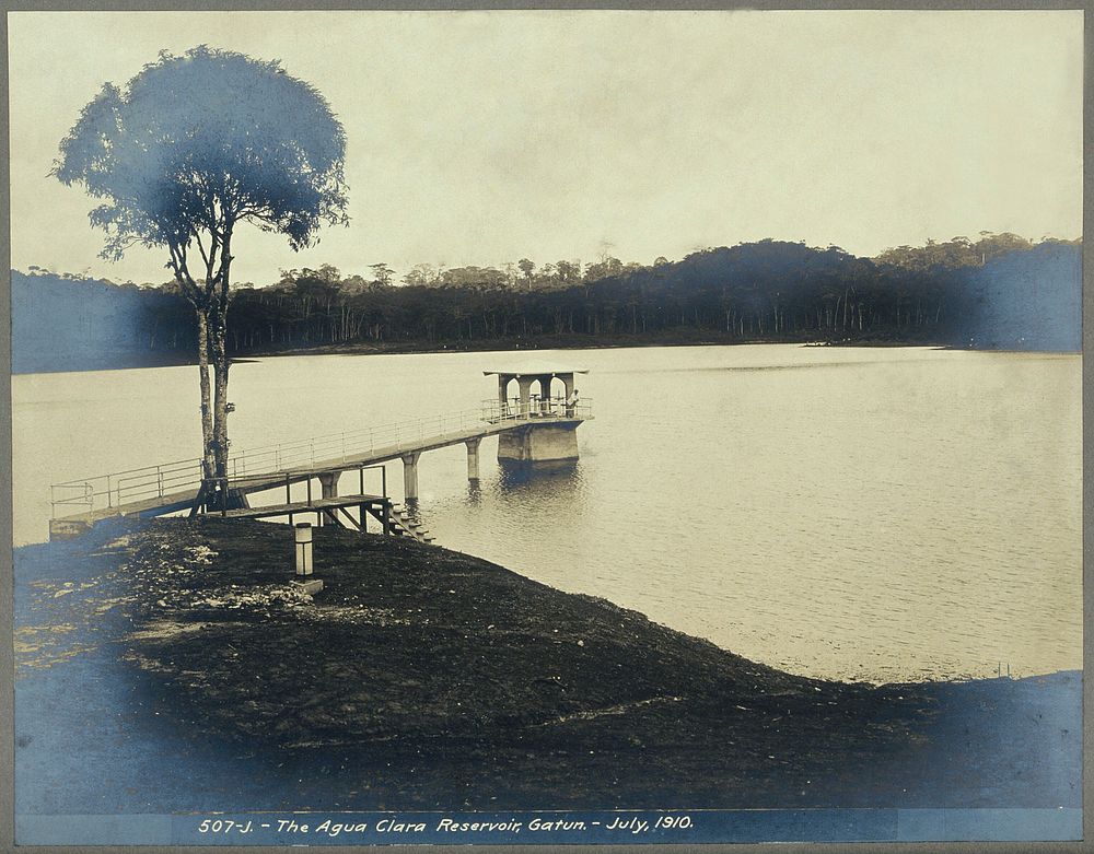 The Agua Clara Reservoir, Gatun: part of the Panama Canal Zone waterworks. Photograph, 1910.