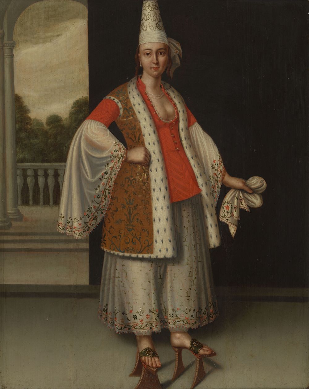 A Turkish woman. Oil painting by a French or Dutch  painter, 17th century.
