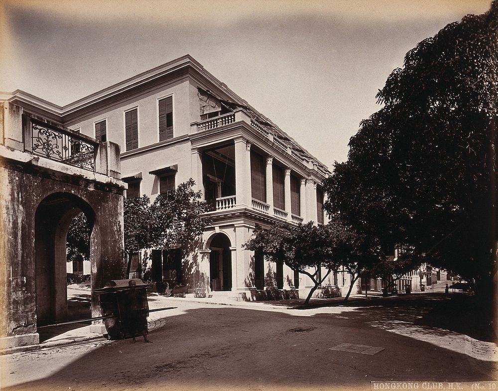 Hong Kong: the Hong Kong Club building, Wyndham Street. Photograph by W.P. Floyd, ca. 1873.