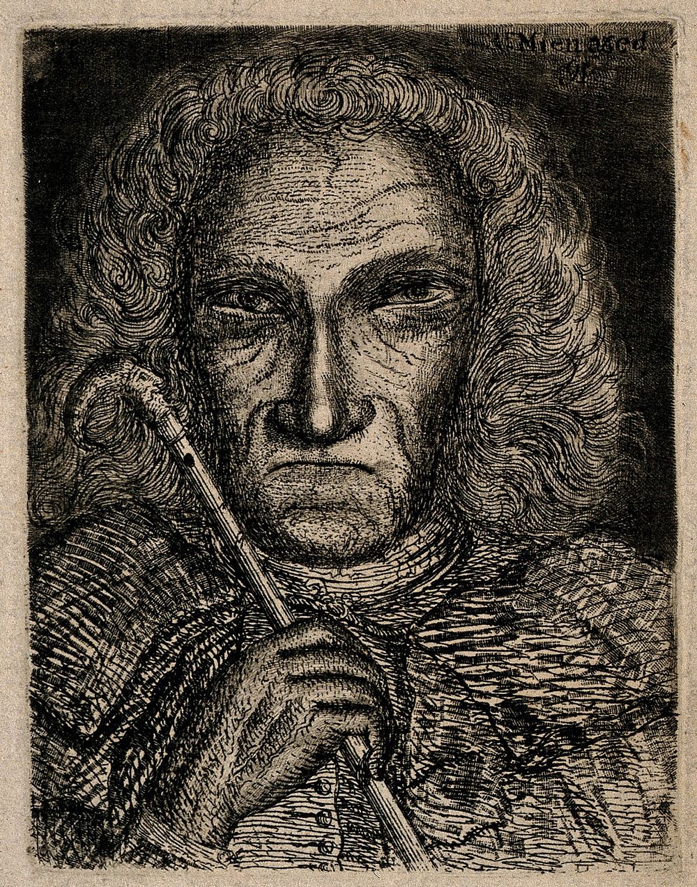 Richard Mien, aged 91. Etching.