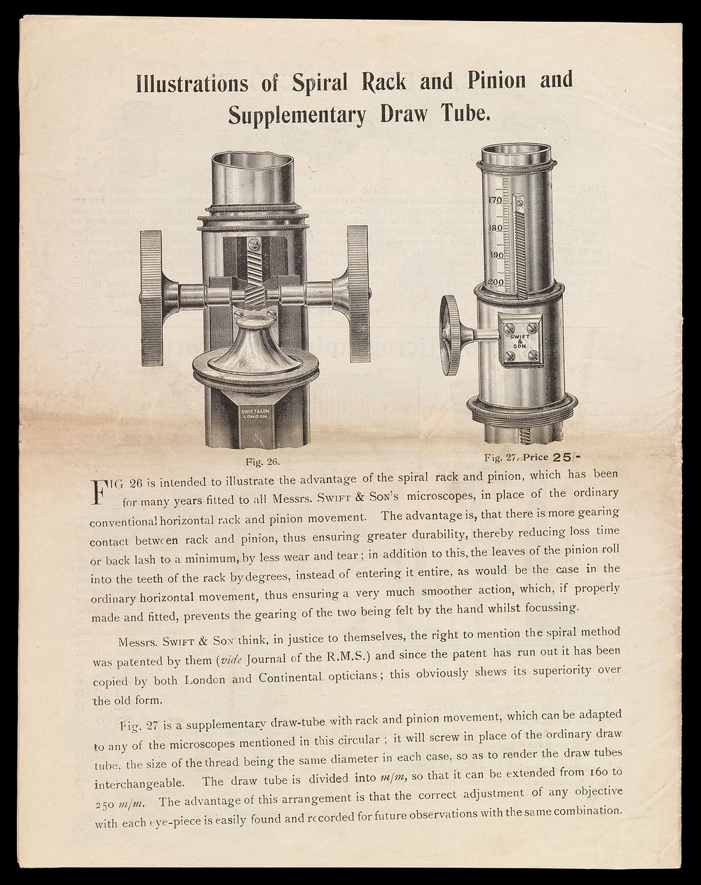Swift & Son's new patent microscope. Front page of catalogue