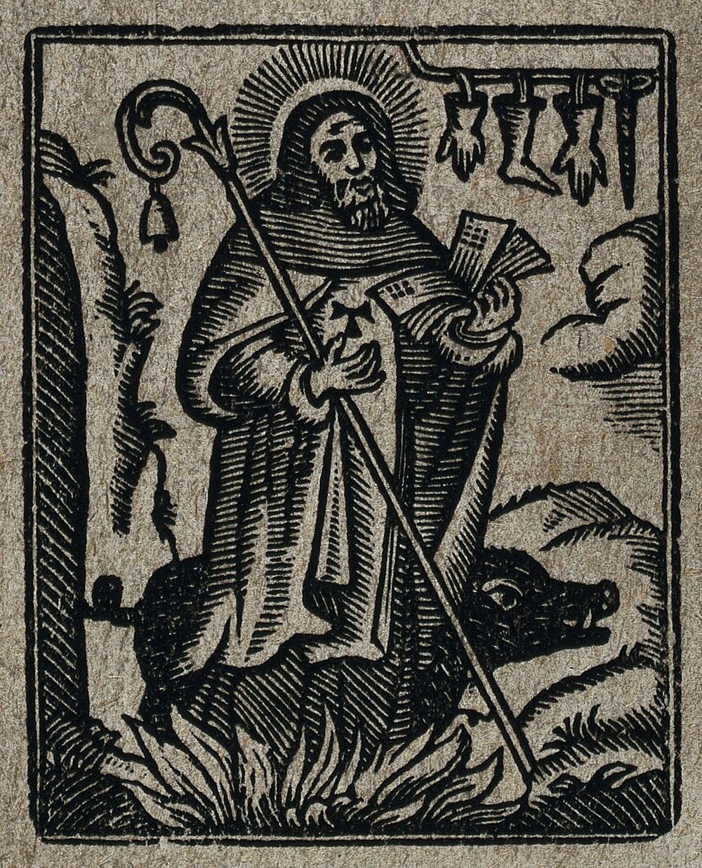 Saint Antony Abbot. Woodcut.
