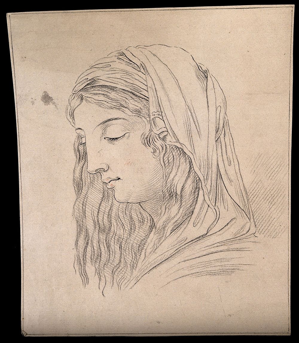 Head of the Virgin Mary. Drawing, c. 1793.