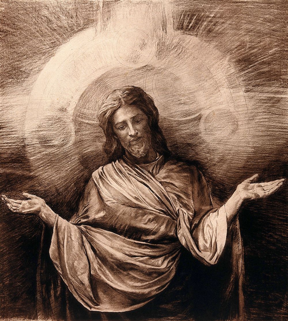 Christ as Salvator Mundi. Process print after J. Lafarge, 1899.