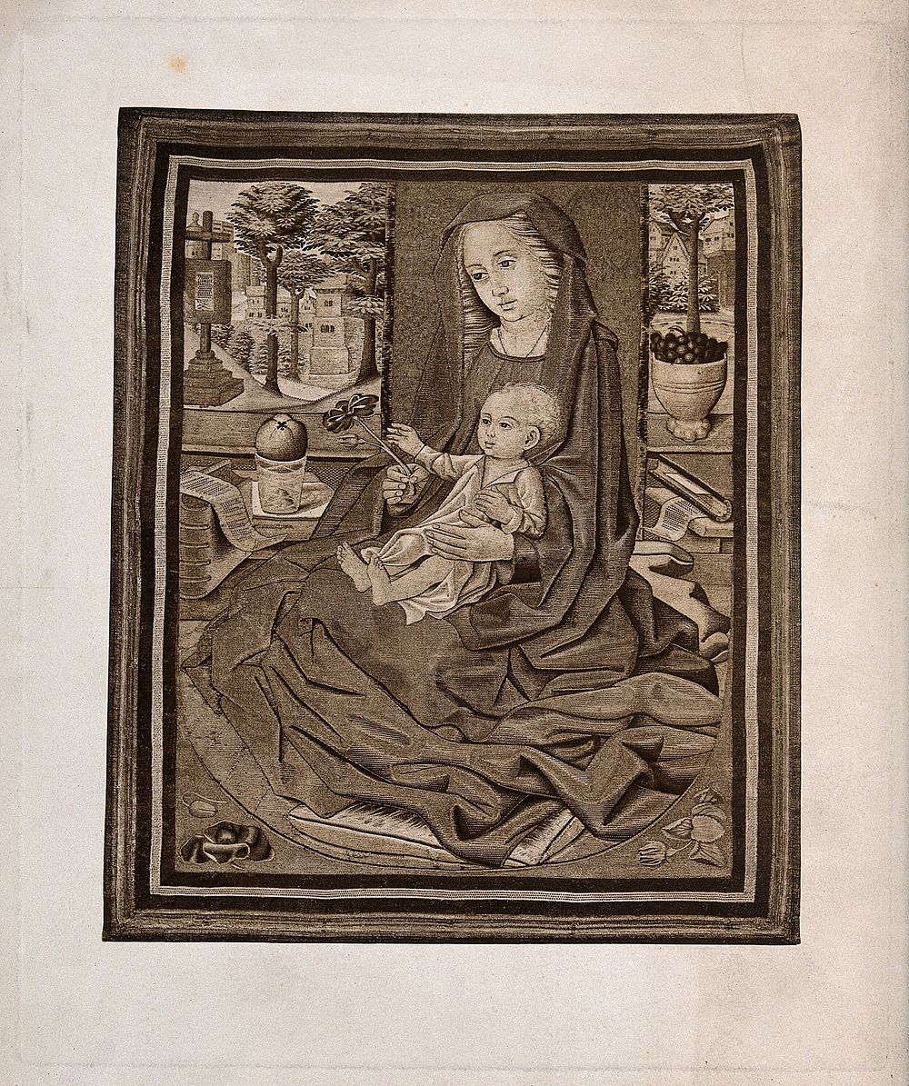 Saint Mary (the Blessed Virgin) with the Christ Child. Collotype , 18--.