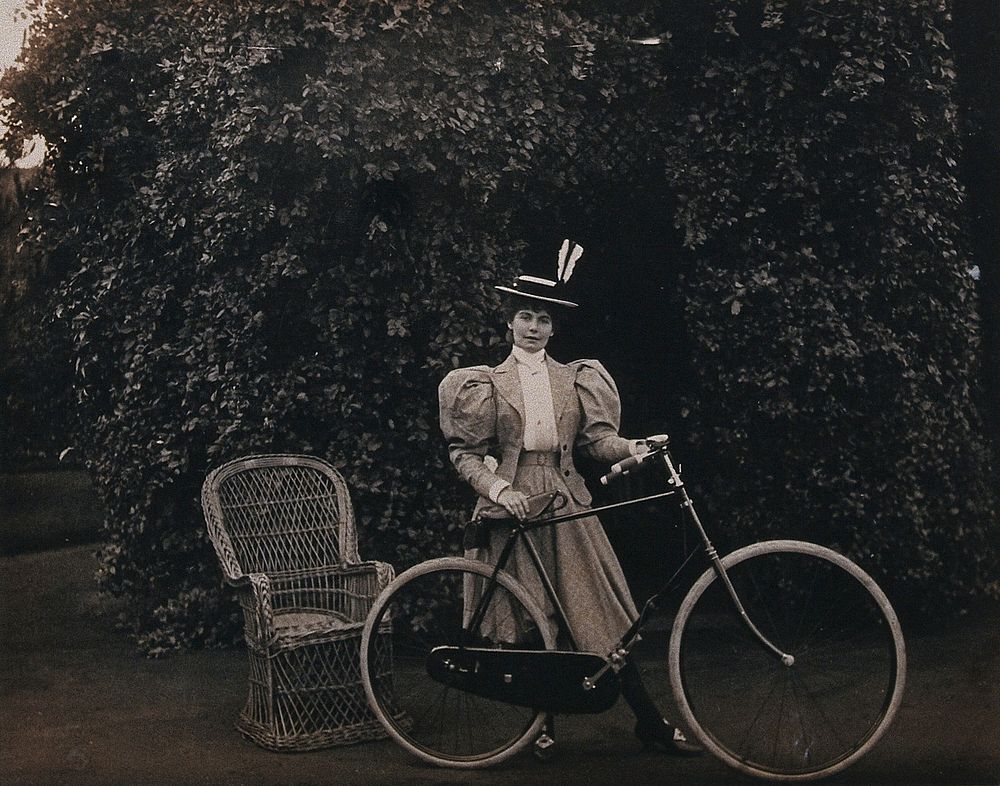 South Africa: Mrs Bell posing with her bicycle. 1896.