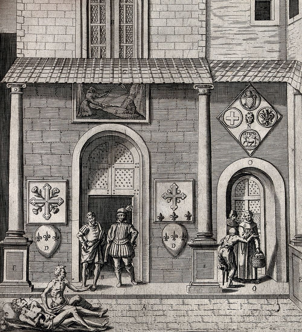 The front of the smaller church and the main entrance of the monastery of Mount Verna. Engraving attributed to D. Falcini…