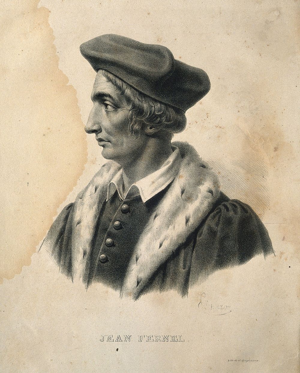 Jean Fernel. Lithograph by P. R. Vignéron.