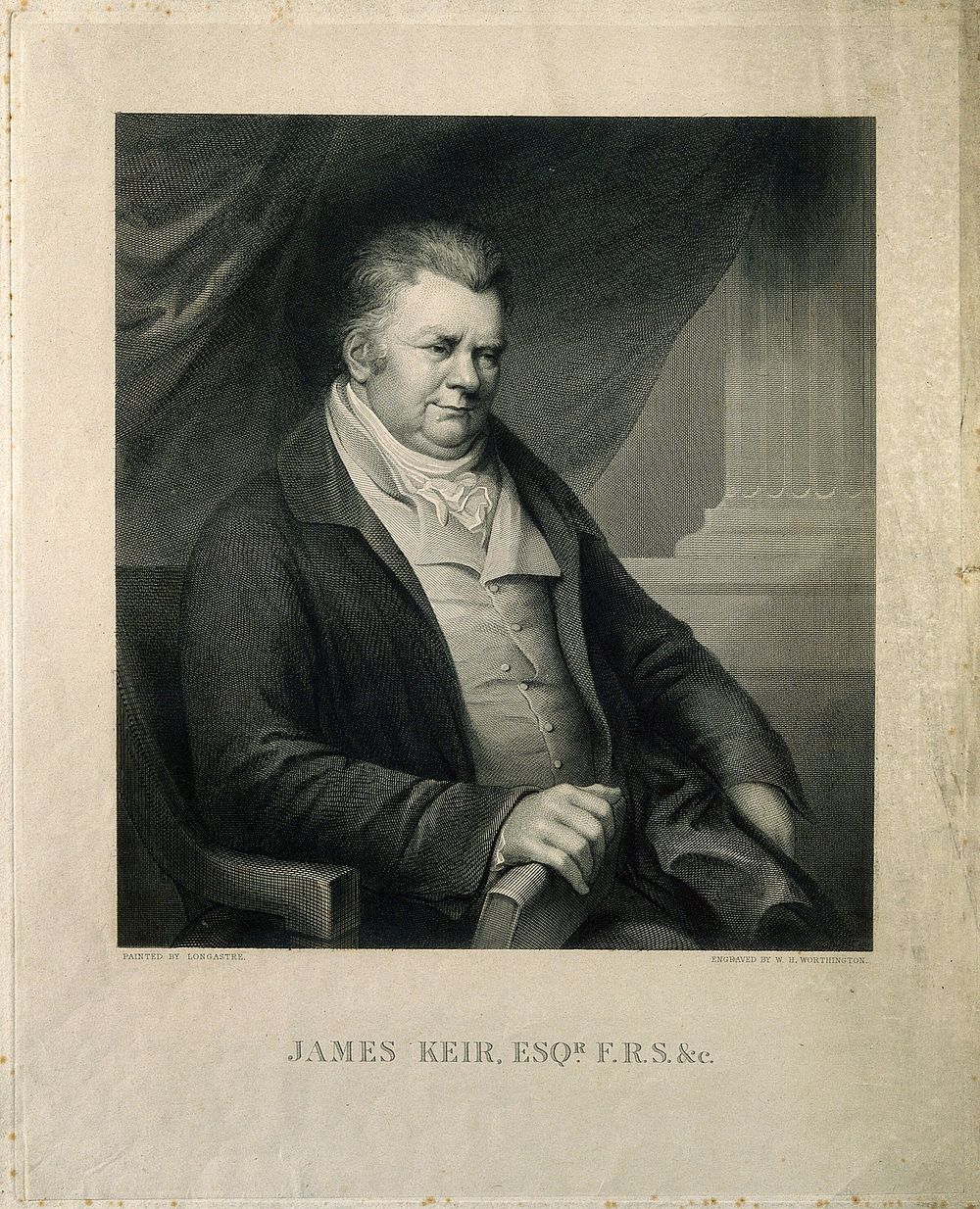 James Keir. Line engraving by W. H. Worthington after L. de Longastre.
