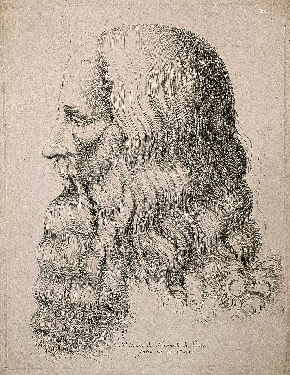 Leonardo da Vinci. Etching after C. G. Gerli, 1784, after Leonardo da Vinci.