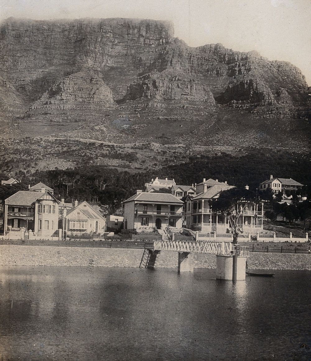 Cape of Good Hope, South Africa: houses and Table Mountain. Photograph by Dr Tempest Anderson, 1905.