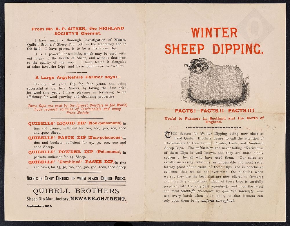 Winter sheep dipping : Facts! Facts!! Facts!!! : useful to farmers in Scotland and the north of England... / Quibell…