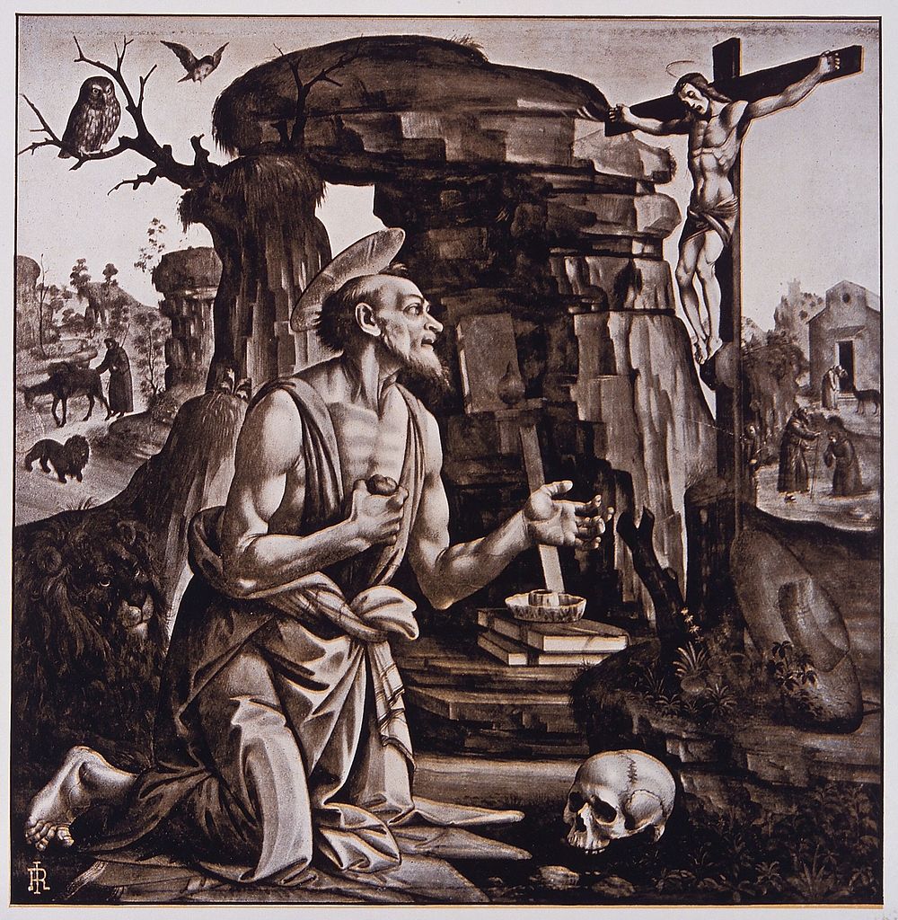 Saint Jerome. Process print after a painting.