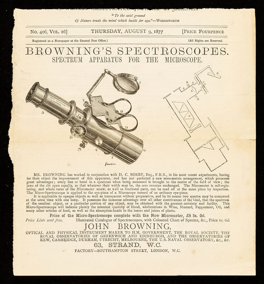 Browning's spectroscopes : spectrum apparatus for the microscope ... / John Browning.