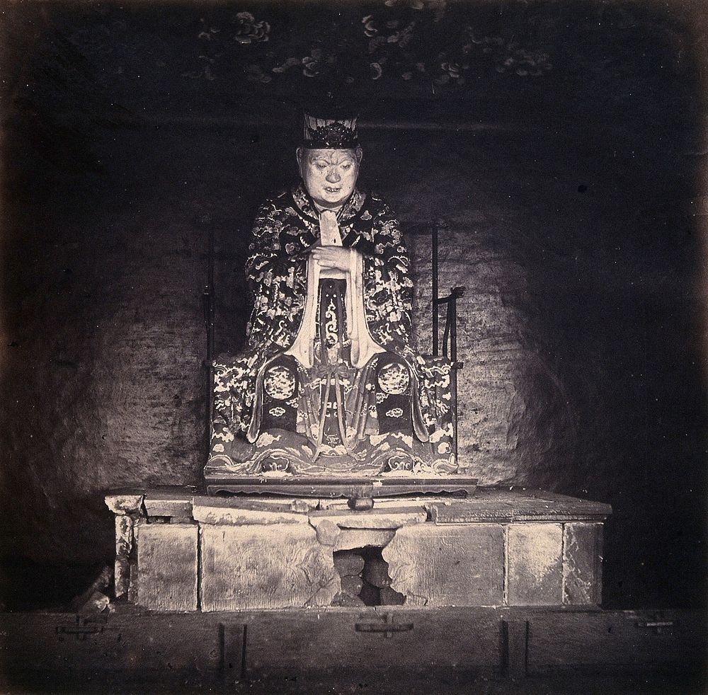 Confucius: a statue; Canton, China. Photograph by Felice Beato, 1860.
