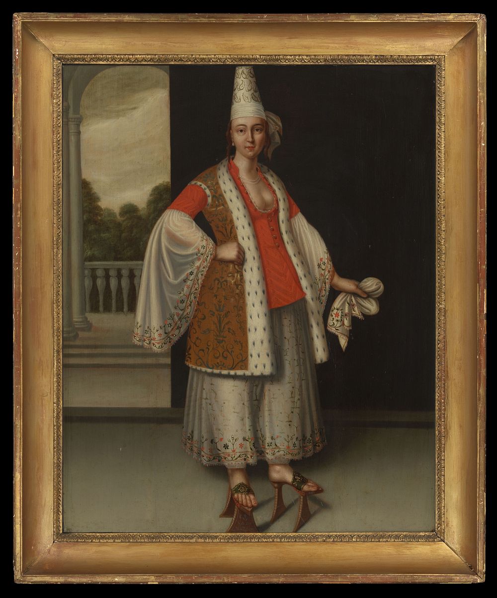 A Turkish woman. Oil painting by a French or Dutch  painter, 17th century.