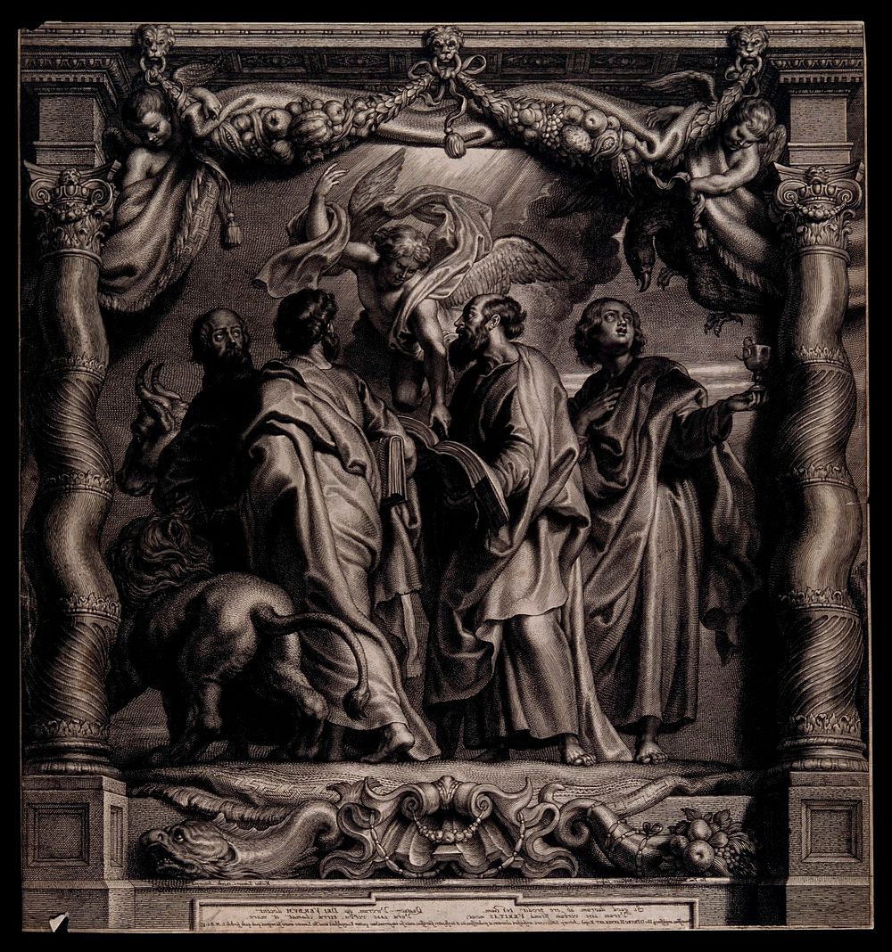 Saint Matthew, Saint Mark, Saint Luke and Saint John. Engraving by S.A. Bolswert after Sir P.P. Rubens.