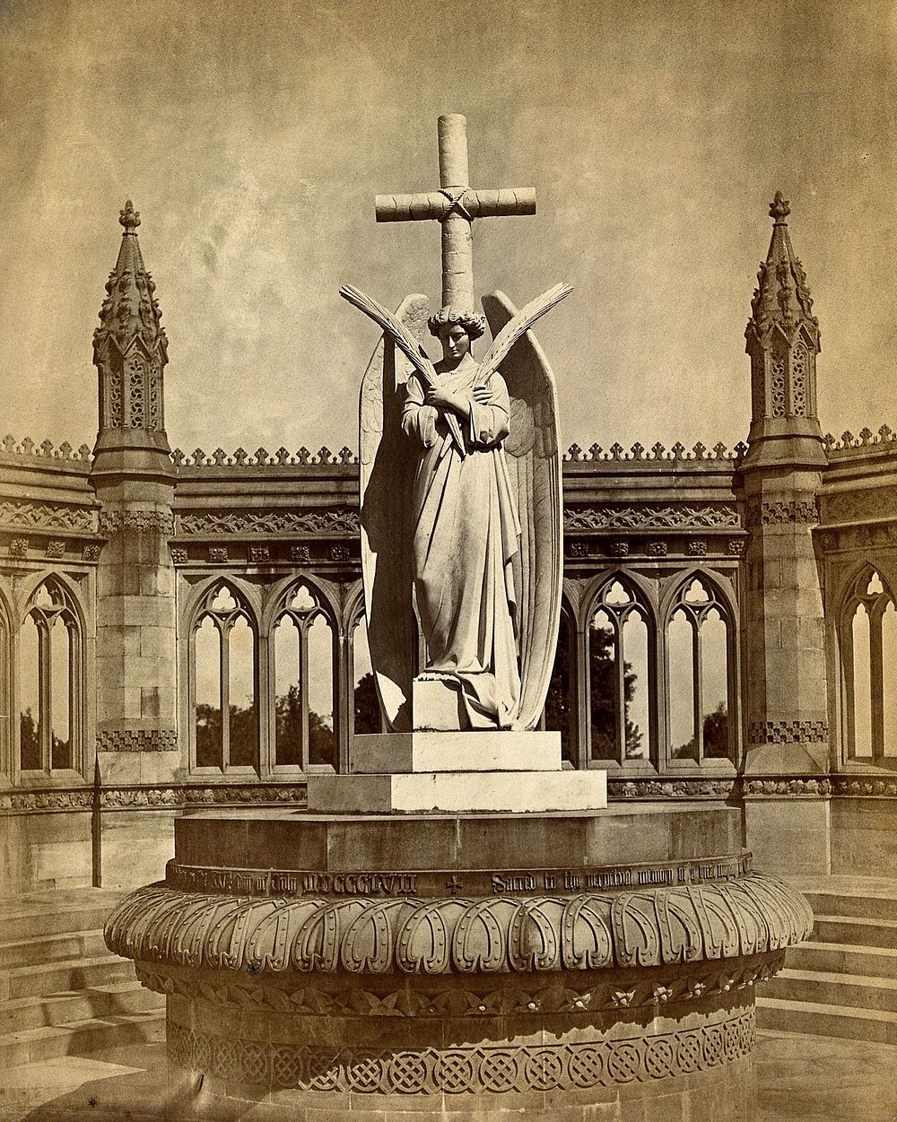 Kānpur, India: the memorial to the massacre of 1857. Photograph attributed to S. Bourne, 186-.