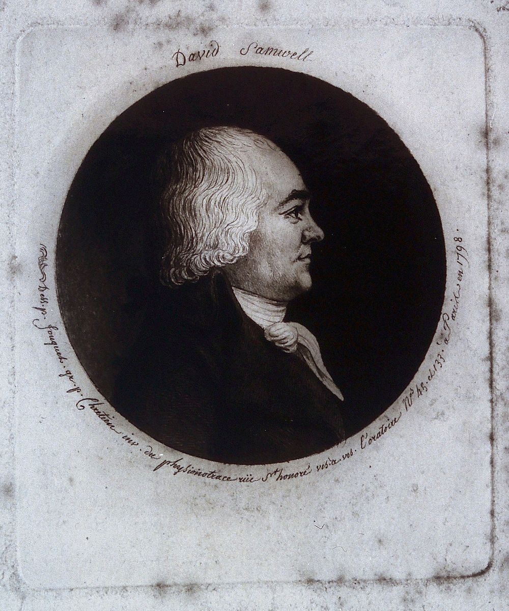 David Samwell. Photograph, 1928, after an etching by Chretien, 1798, after a drawing by Fouquet.
