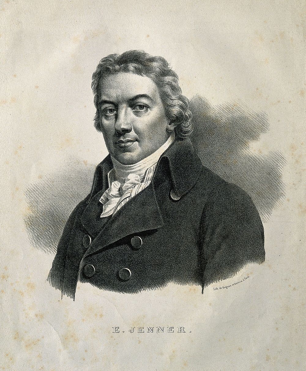 Edward Jenner. Lithograph by P. R. Vignéron, 1824, after J. R. Smith, 1800.