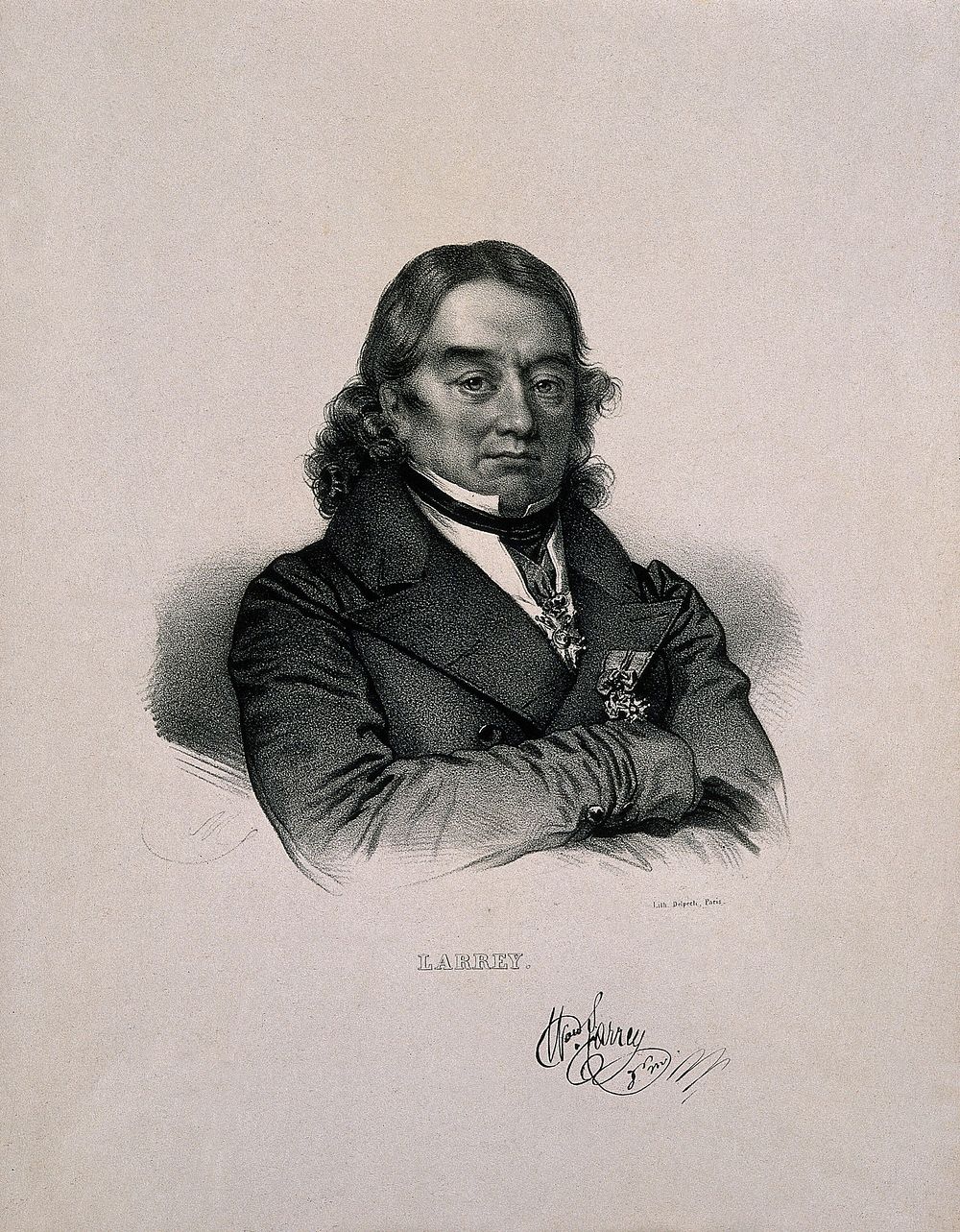 Dominique Jean, Baron Larrey. Lithograph by Maurin.