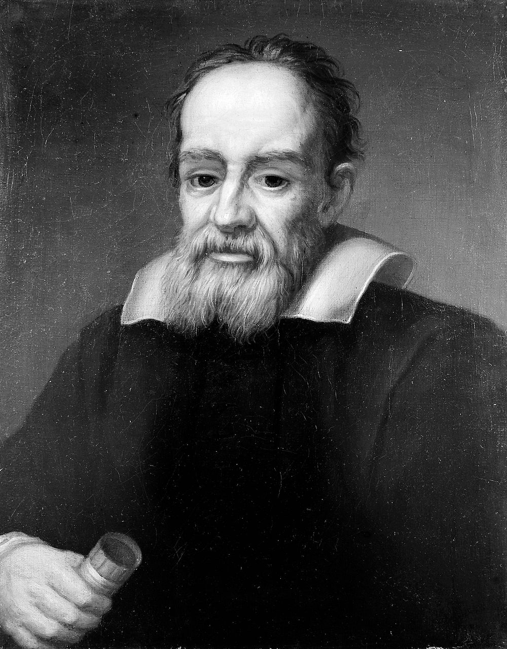 Galileo Galilei (1564-1642) holding a telescope. Oil painting after Justus Sustermans.