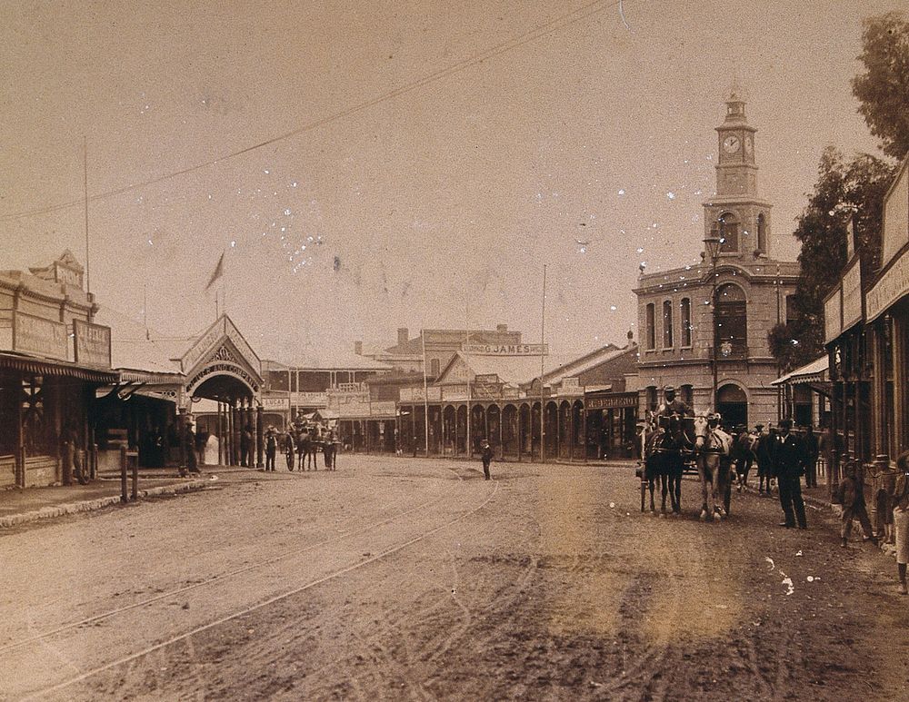 South Africa: a street scene in Kimberley. 1896.