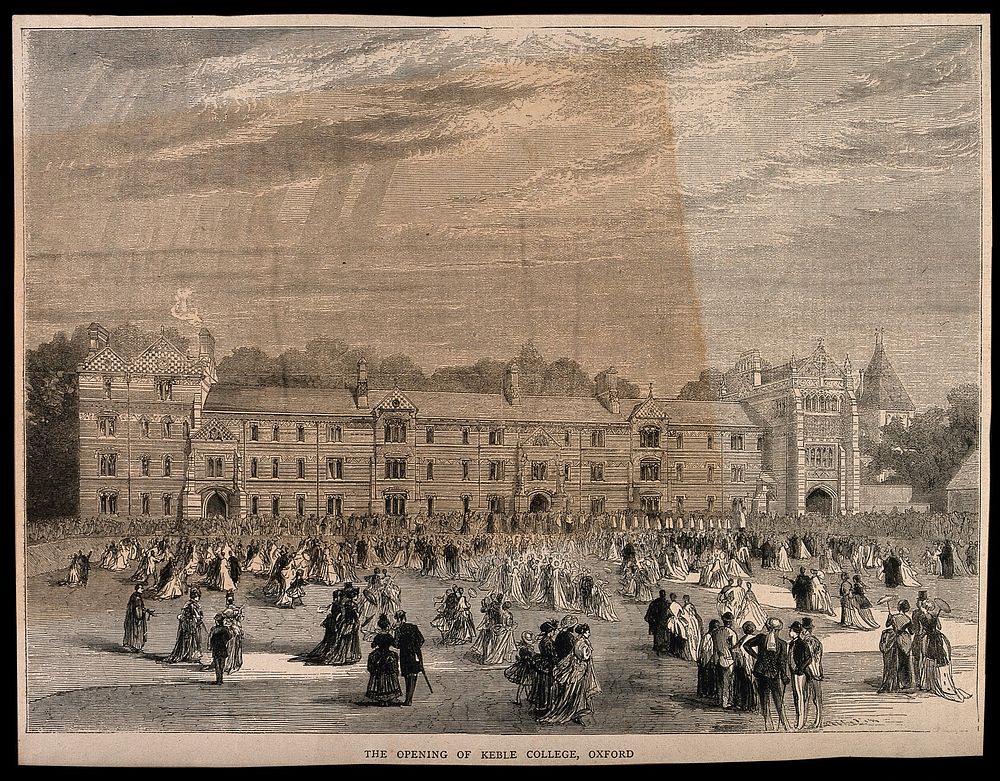 Keble College, Oxford: the grand opening. Wood engraving.