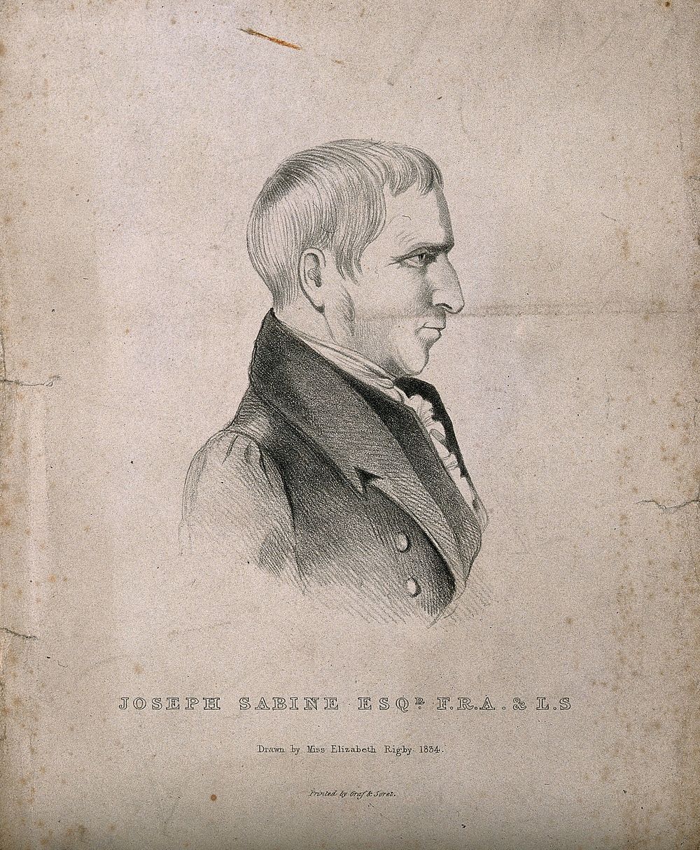 Joseph Sabine. Lithograph by Elizabeth Rigby, 1834.