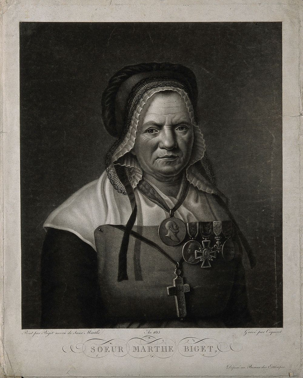 Anne Biget [soeur Marthe]. Mezzotint by P.C. Cocqueret, 1815, after Biget.