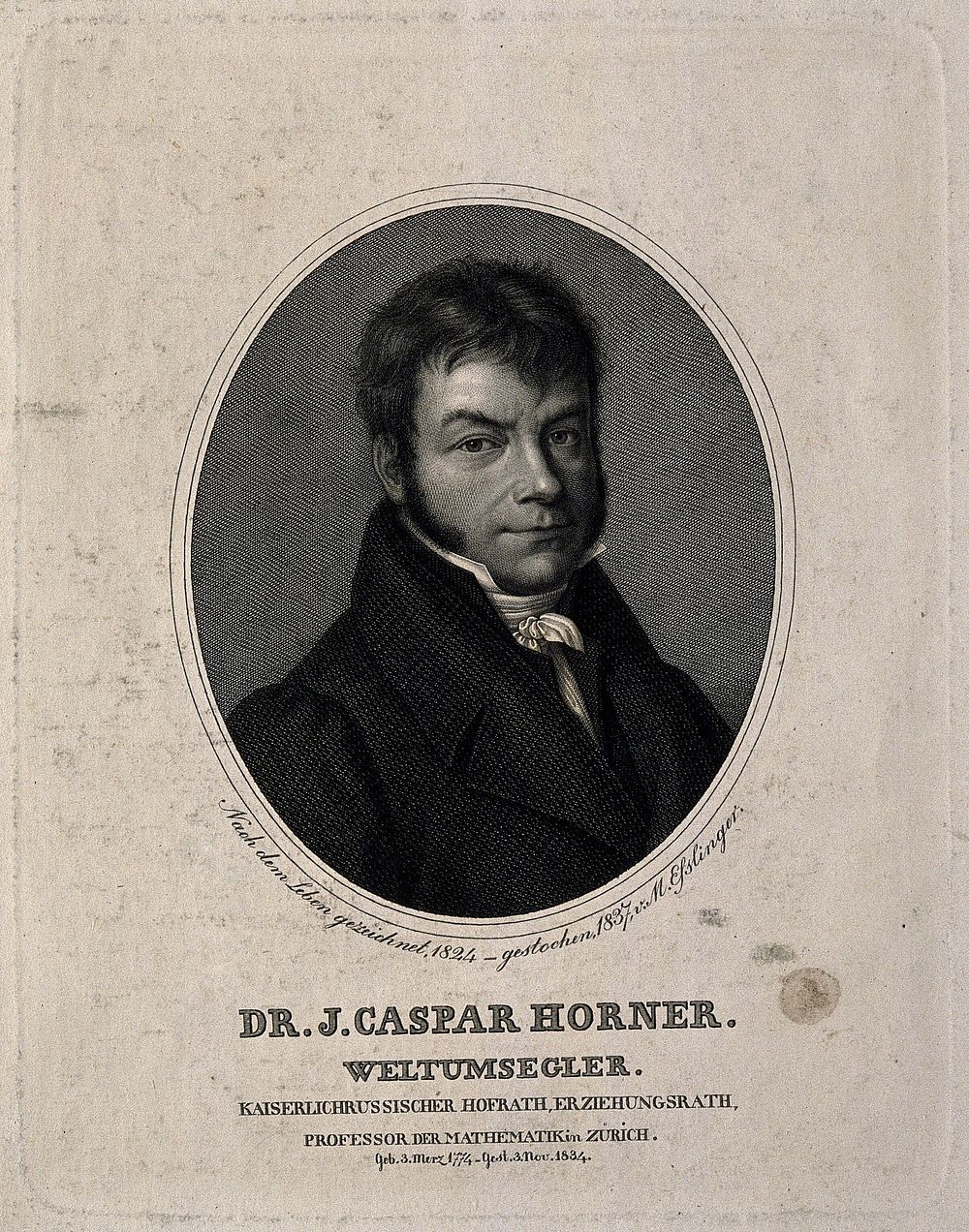 J. Caspar Horner. Stipple engraving by M. Esslinger, 1837.