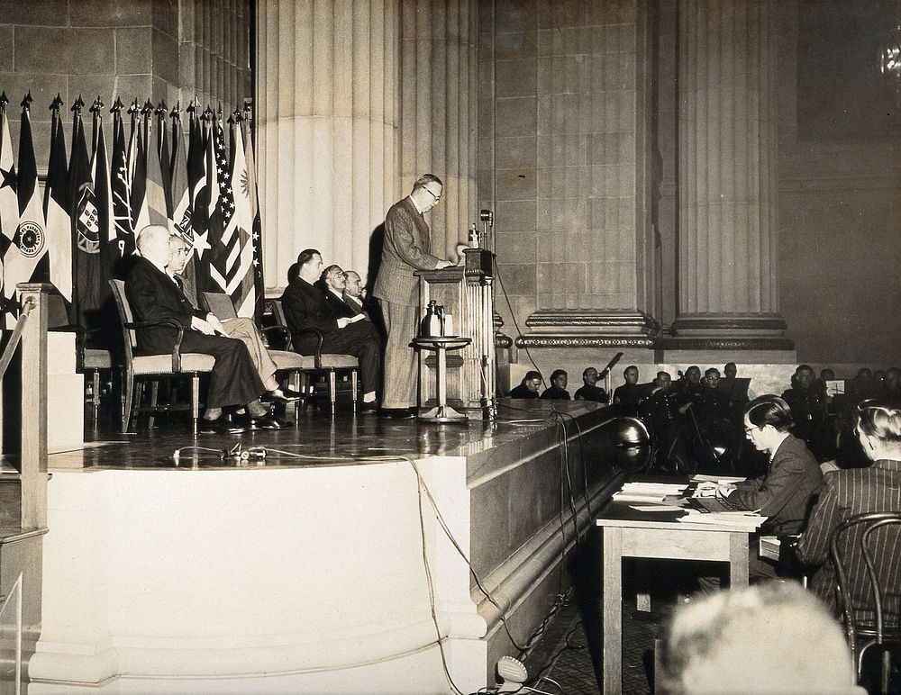 Opening of the IV International Congress on Malaria and Tropical diseases. Photograph, Washington, 1948.
