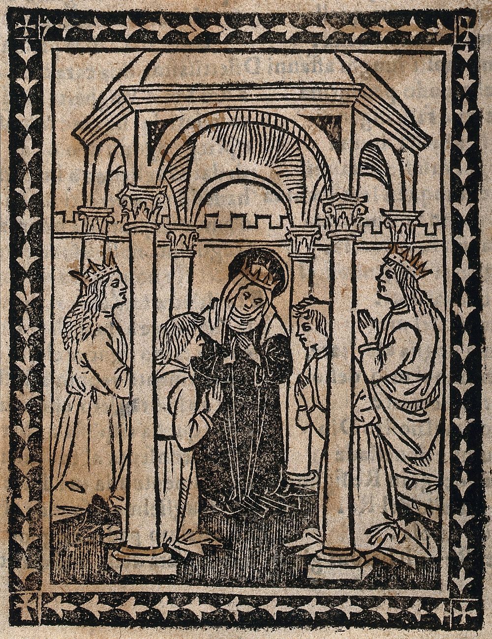 Saint Wilhelmina (Guillemette). Woodcut.