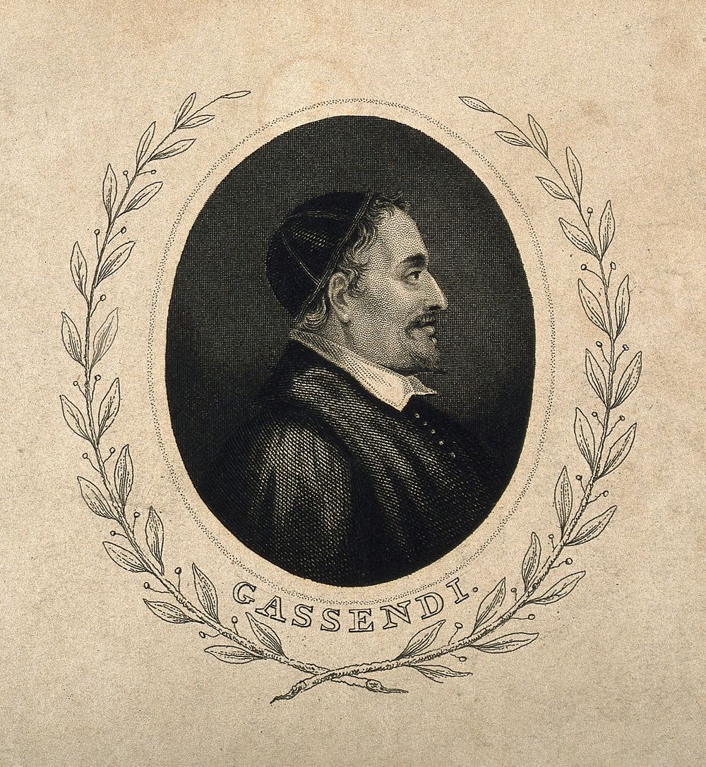 Pierre Gassendi. Stipple engraving.