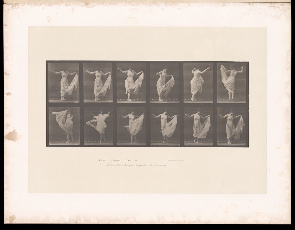 A woman dancing. Collotype after Eadweard Muybridge, 1887.