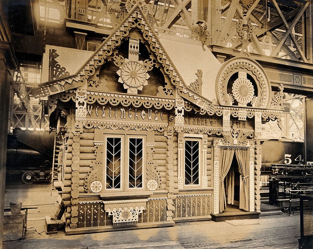 The 1904 World's Fair, St. Louis, Missouri: a Russian exhibit: a decorative wooden house. Photograph, 1904.
