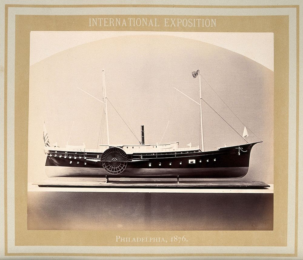 Philadelphia International Exposition, 1876: the hospital steamboat J.K. Barnes: a model. Photograph, 1876.