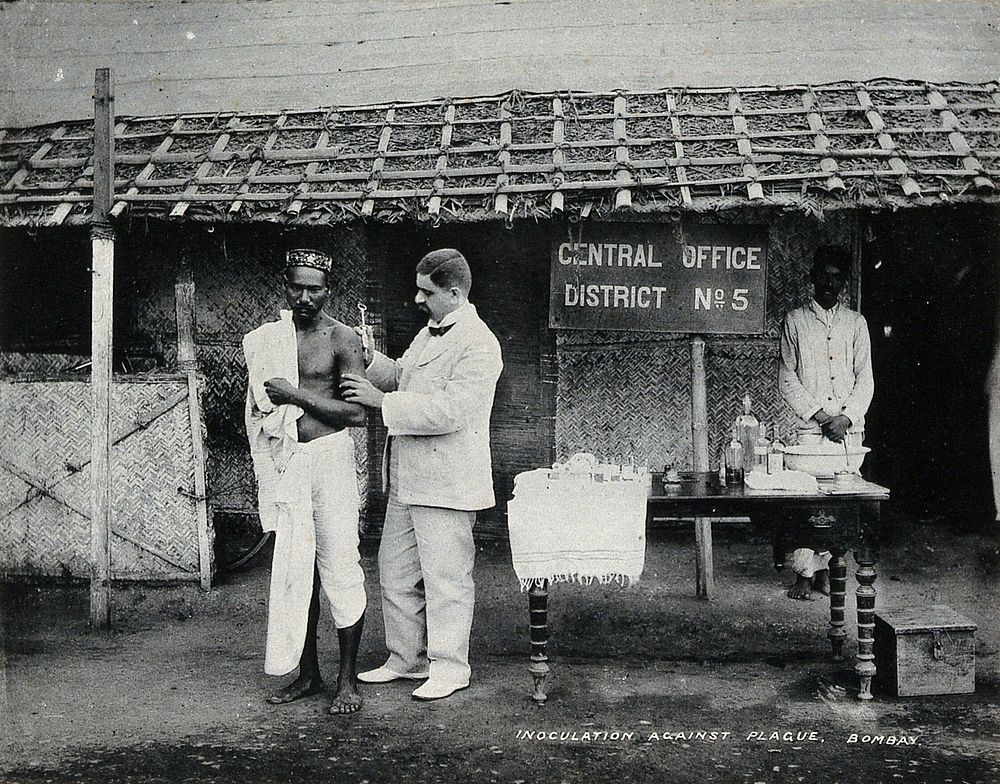 Bombay plague epidemic, 1896-1897: inoculation against plague. Photograph attributed to Clifton & Co.