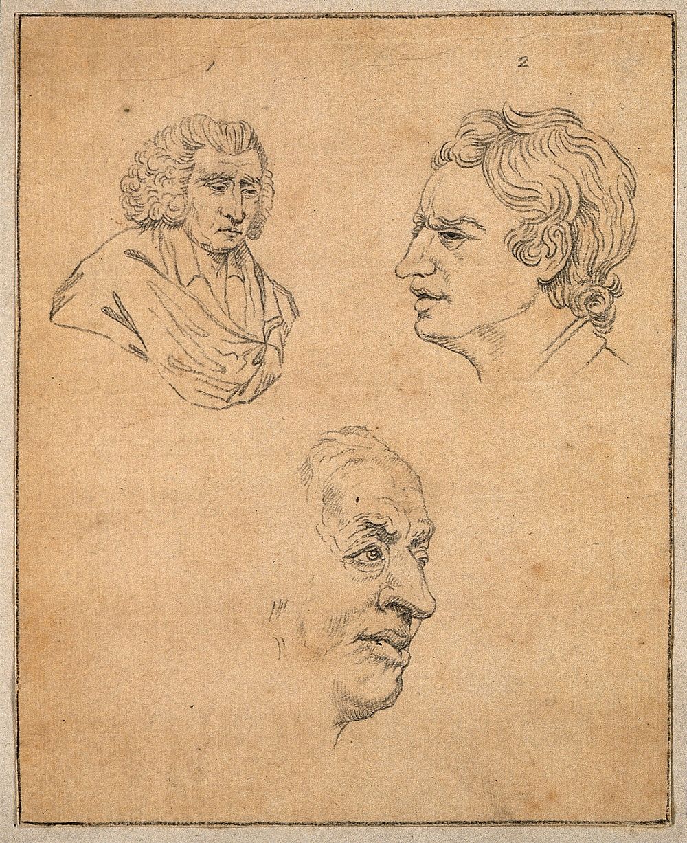 Samuel Johnson: three portraits. Drawing, c. 1789.