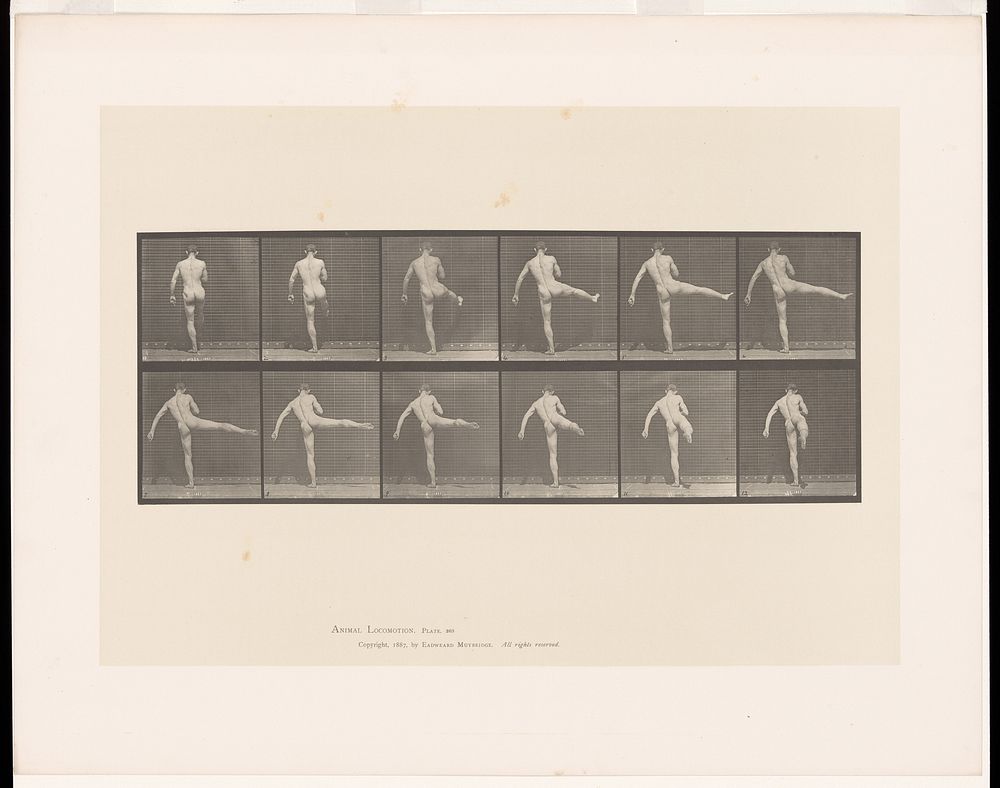 A man performing ballet. Collotype after Eadweard Muybridge, 1887.