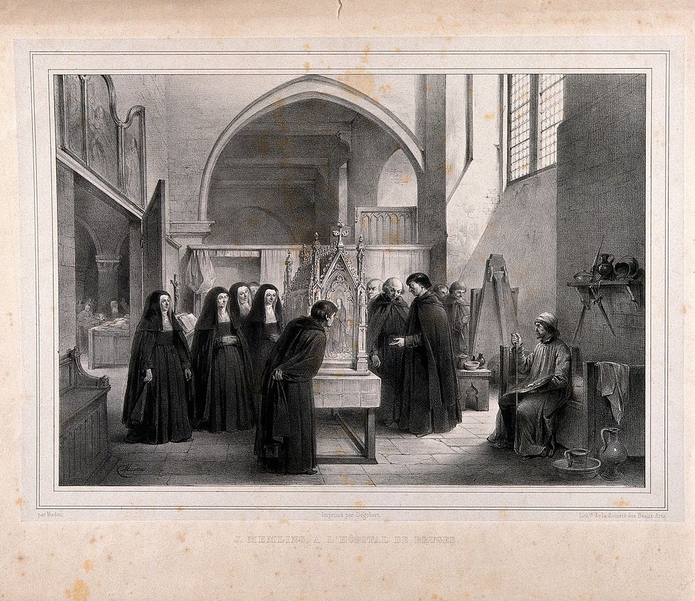Hospital of Saint John, Bruges: Hans Memlinc watches as the officers of the hospital inspect his chasse of Saint Ursula.…