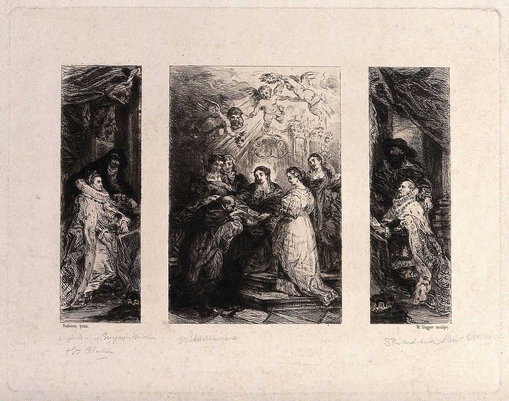 Saint Ildephonsus. Etching by W. Unger after Sir P.P. Rubens.