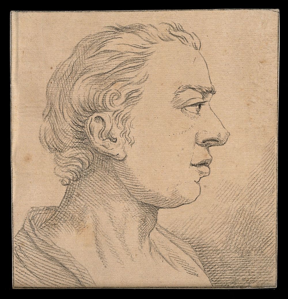 A profile evaluated by Lavater as harsh and displeasing, yet with traces of wit in the eyes. Drawing, c. 1789.