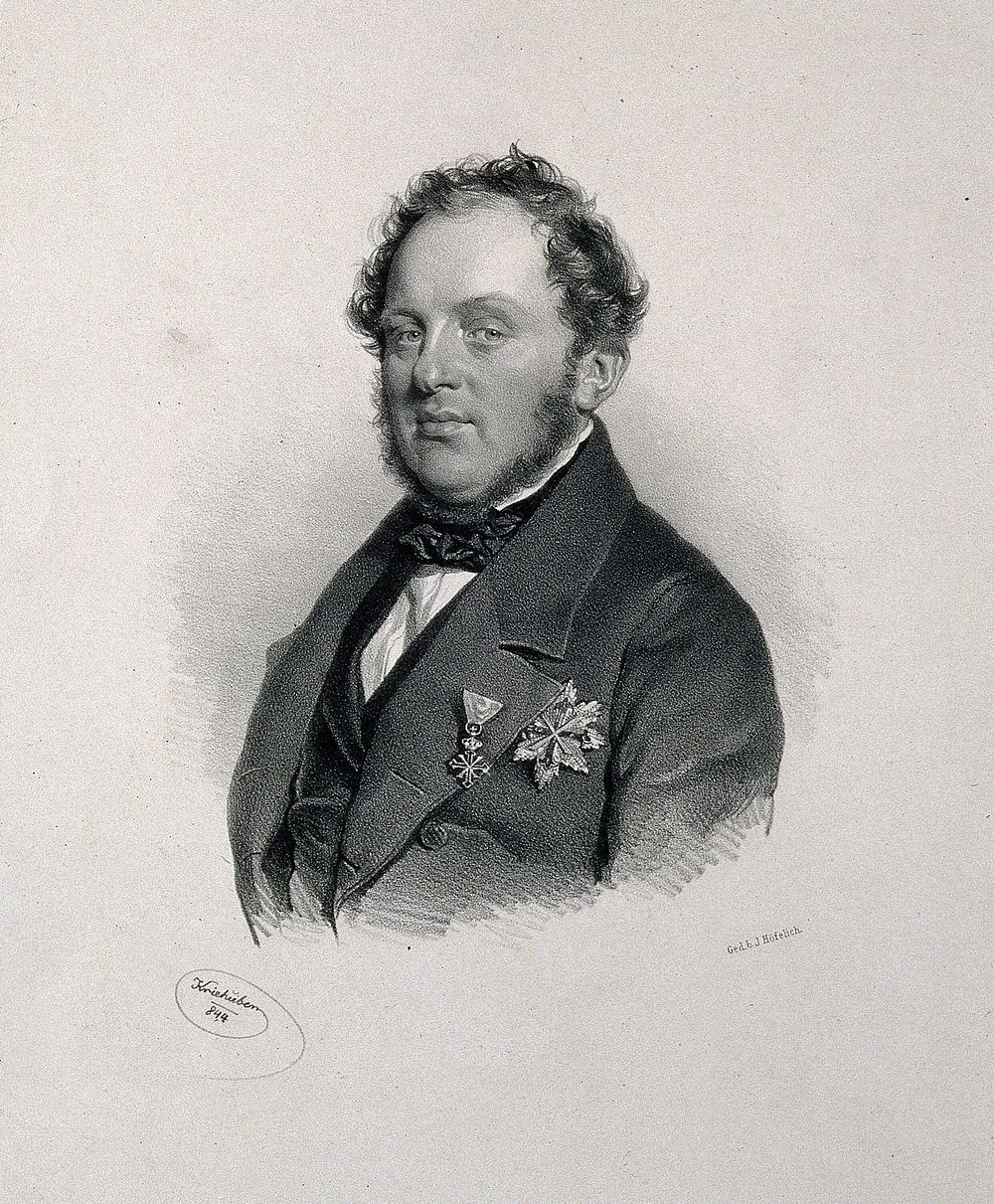 Joseph Brenner, Edler von Felsach. Lithograph by J. Kriehuber, 1844.