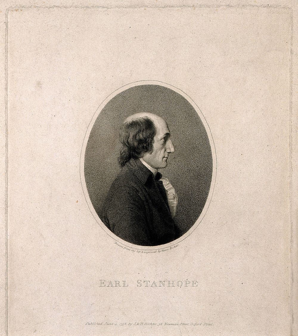 Charles Stanhope, 3rd Earl Stanhope. Stipple engraving by H. Richter, 1798, after himself.