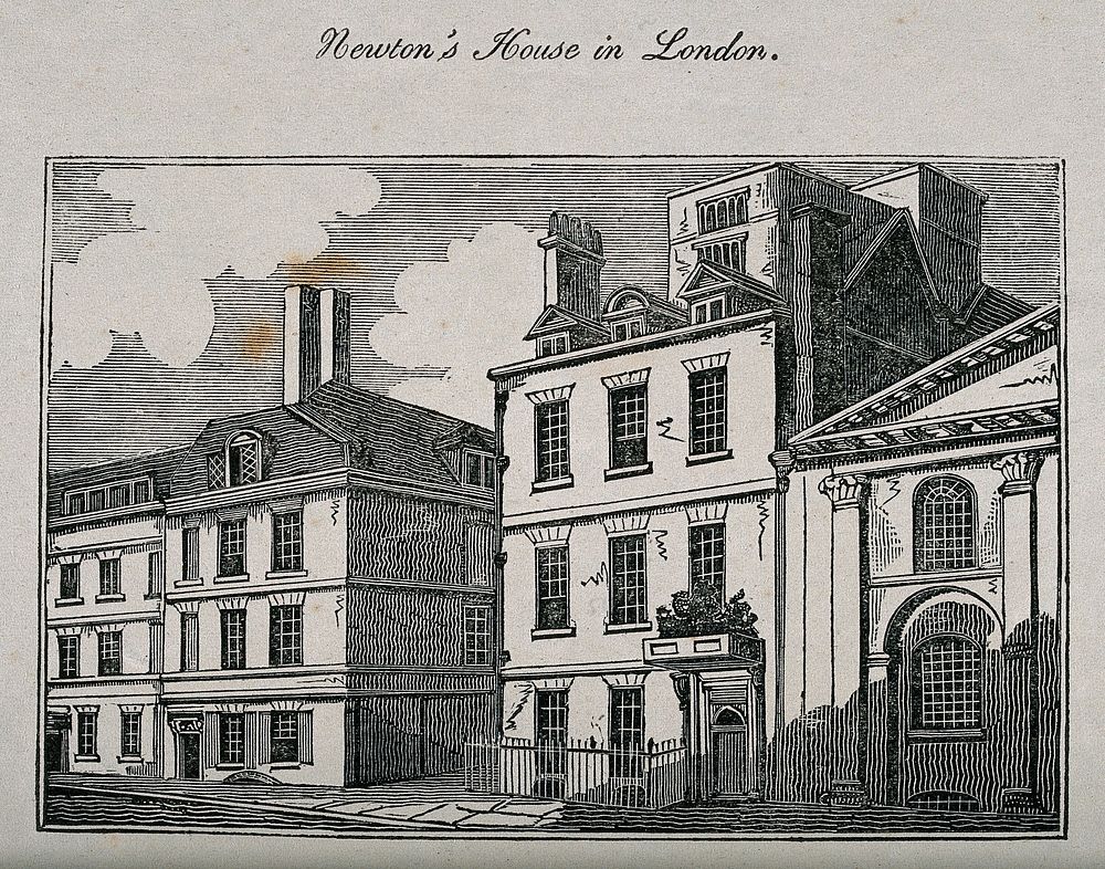 The residence of Sir Isaac Newton on the corner of Orange Street and St. Martin's Street, London: the Orange Street…