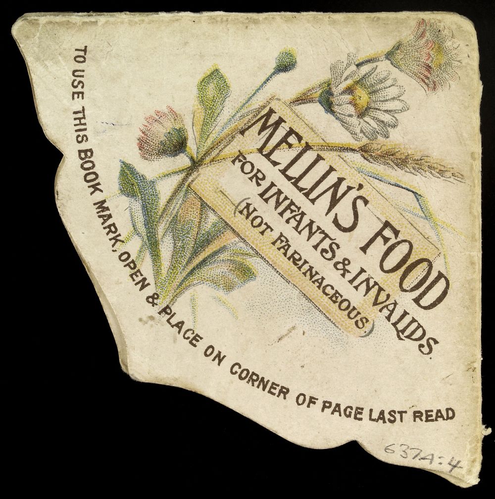 Mellin's Food for infants and invalids; book mark