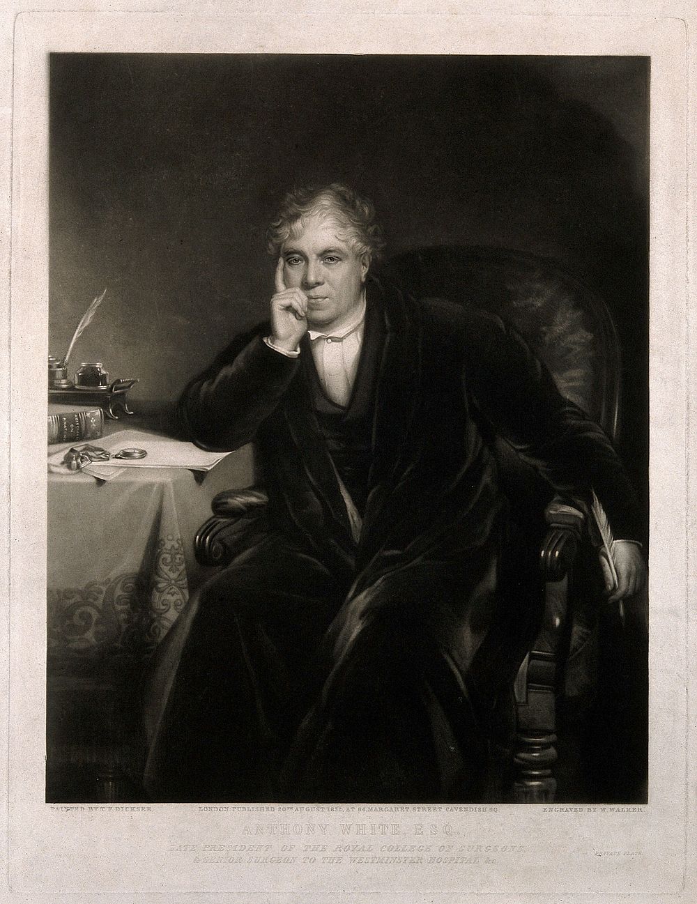 Anthony White. Mezzotint by W. Walker, 1852, after T. F. Dicksee, 1843.